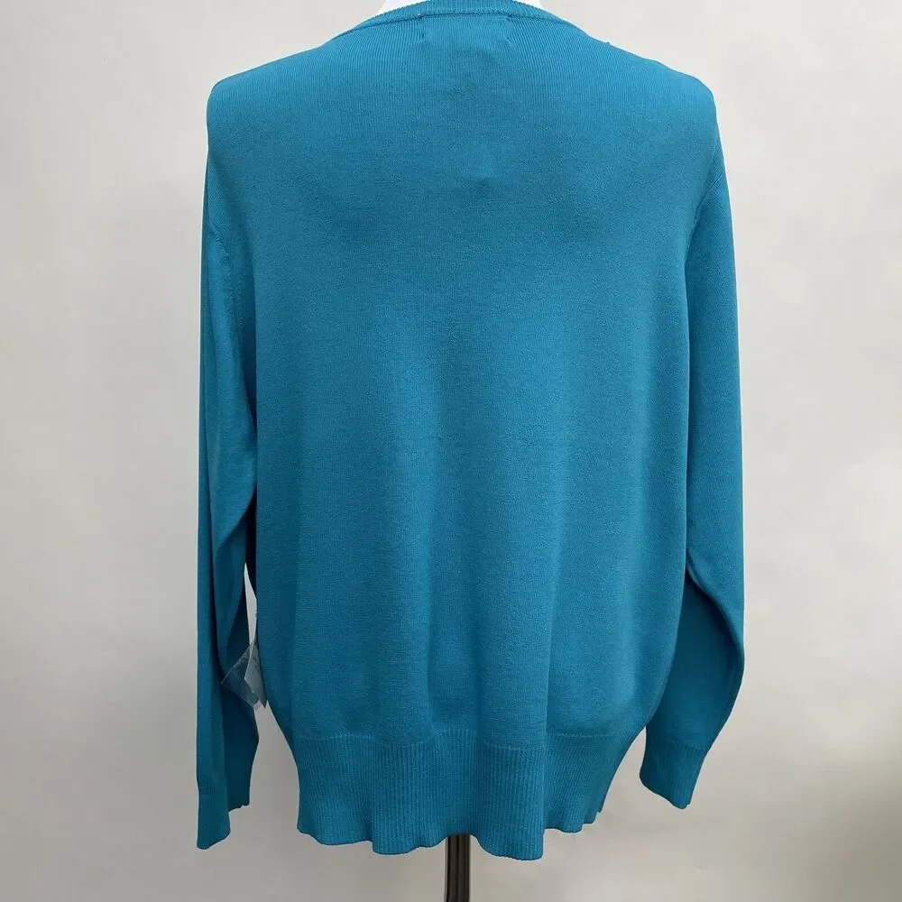 Joseph A.‎ Women's Cardigan Knit Sweater Size 1X Blue Long Sleeve NWT